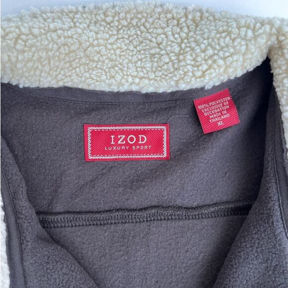 NWT Izod Luxury Sport High Pile Fleece Full Zip in Tudor Brown - Picture 4 of 5